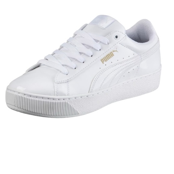Puma Vikky Leather Softfoam Comfort Insert Women’s Sneakers White/Gold Size 7.5 - Picture 1 of 12